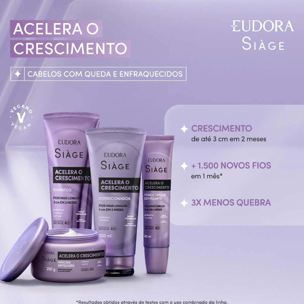 Máscara Acelera o Crescimento 250g 8599 Eudora Siàge - Loja Solar