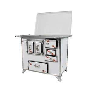 Fogão a lenha Nº 2 Gabinete Porta Dupla Esquerdo Florido Branco Venâncio