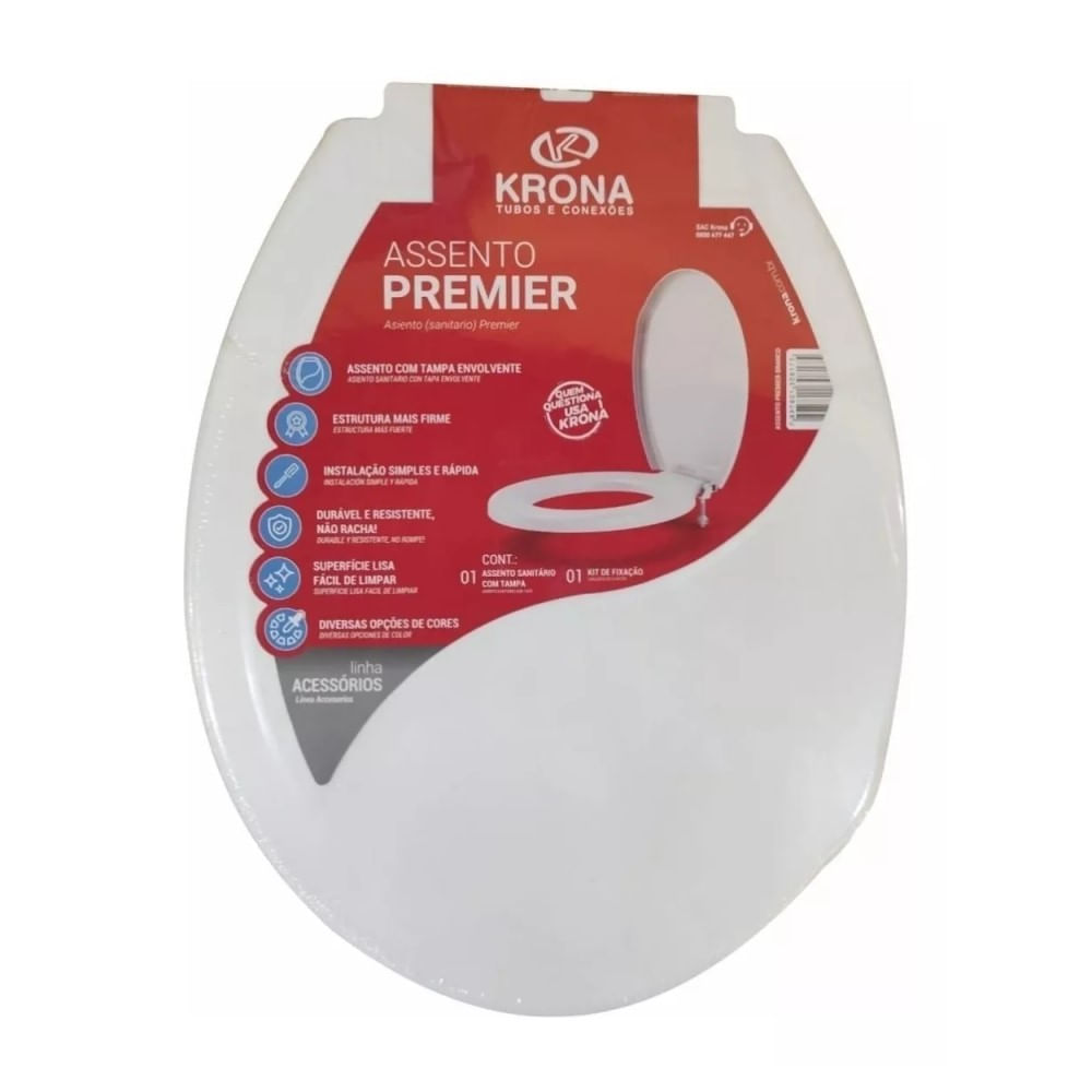 Assento sanitário Premier Branco 680 Krona - Loja Solar