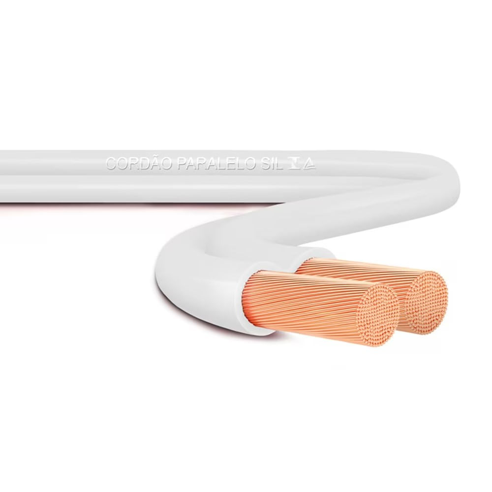 Cordão Flexível Paralelo 300V 2x2,5mm Rolo 25m Branco Sil