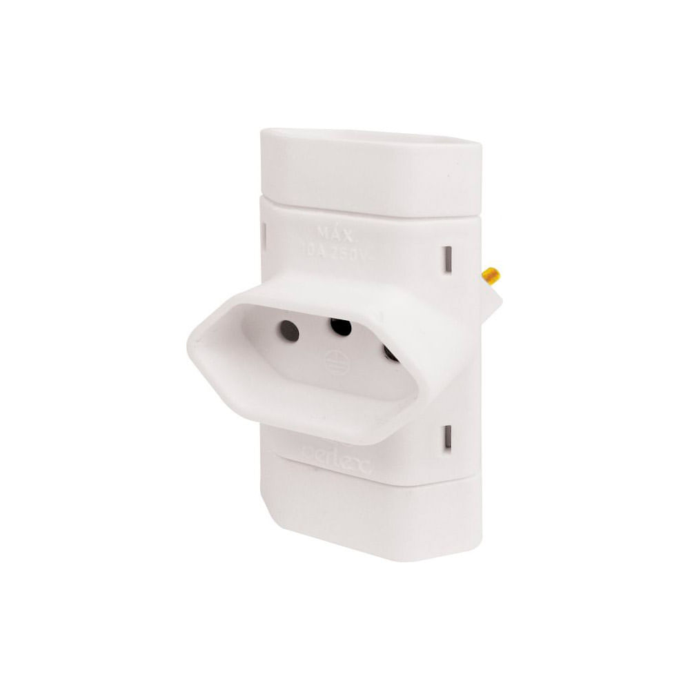 Tê Benjamim 2P+T 10A Branco 345 Perlex - Loja Solar