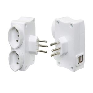Carregador USB com 2 Entradas + 2 Tomadas Branco DN1648 Daneva