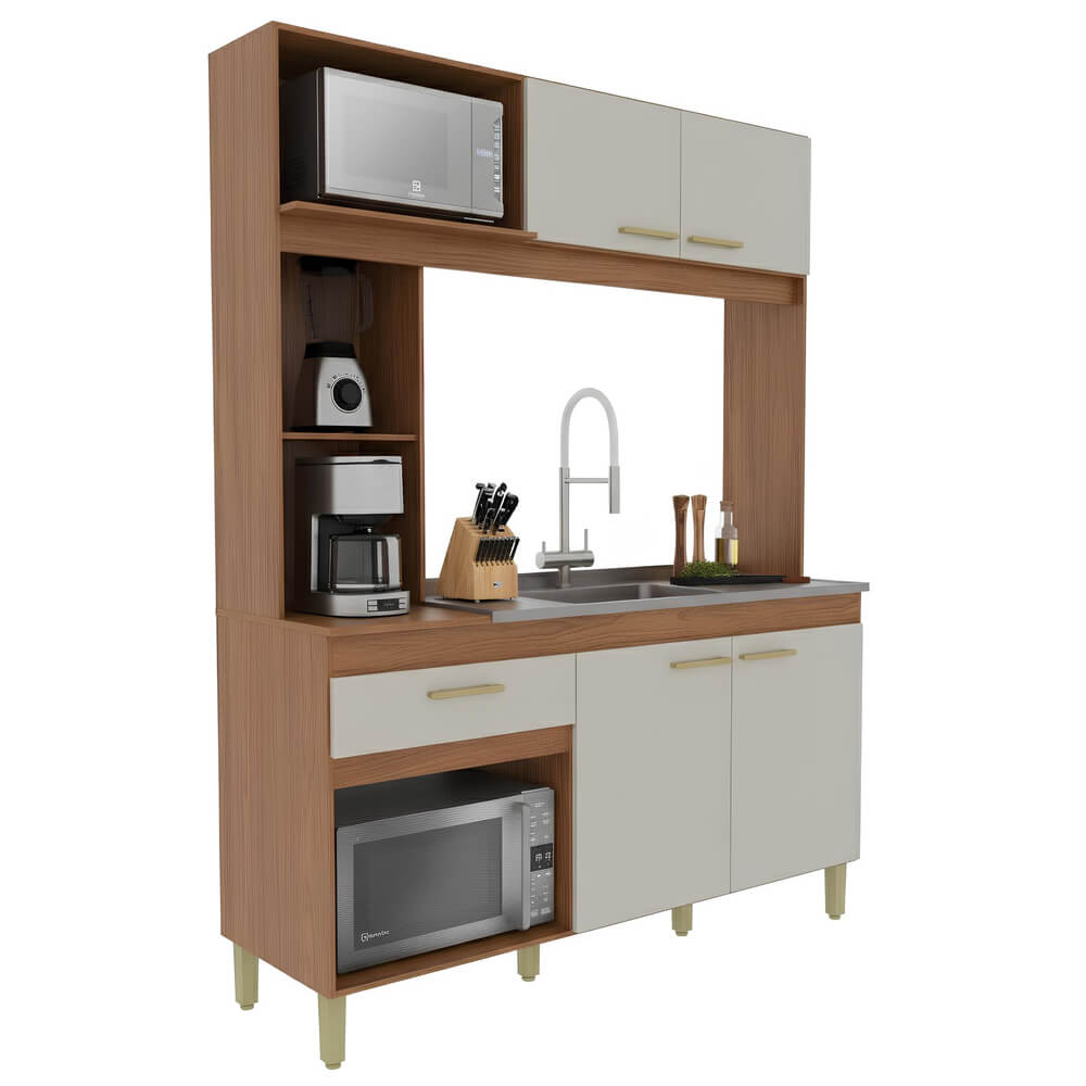 Cozinha Compacta Enne Freijó/Off White 6214.1 Indékes - Loja Solar
