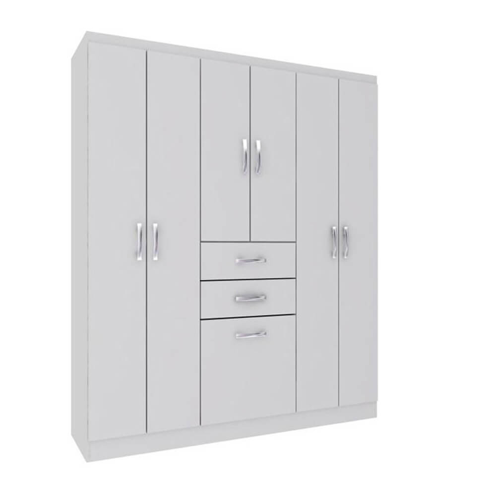 Guarda roupa Cancun 6 portas Branco 7000-4 Doripel - Loja Solar