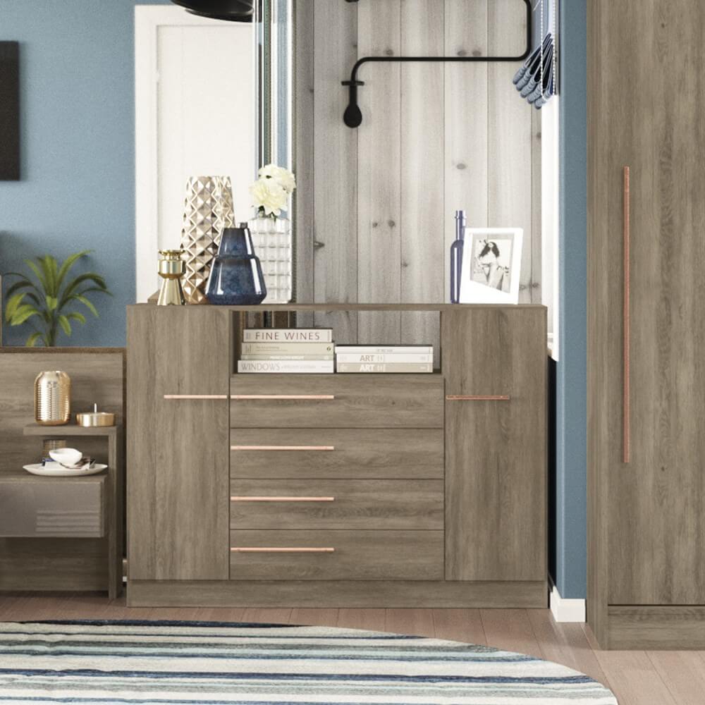Cômoda 2 Portas 4 Gavetas Nogal F262 Kappesberg - Loja Solar