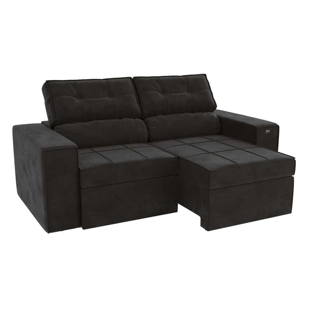Estofado Lanus 3 Lugares Suede Cinza Titânio Kappesberg - Loja Solar