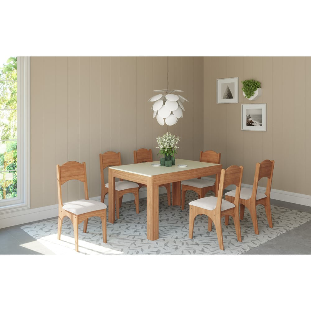 Mesa Extensível Retrô Off White/Freijó TM38 Dalla Costa - Loja Solar