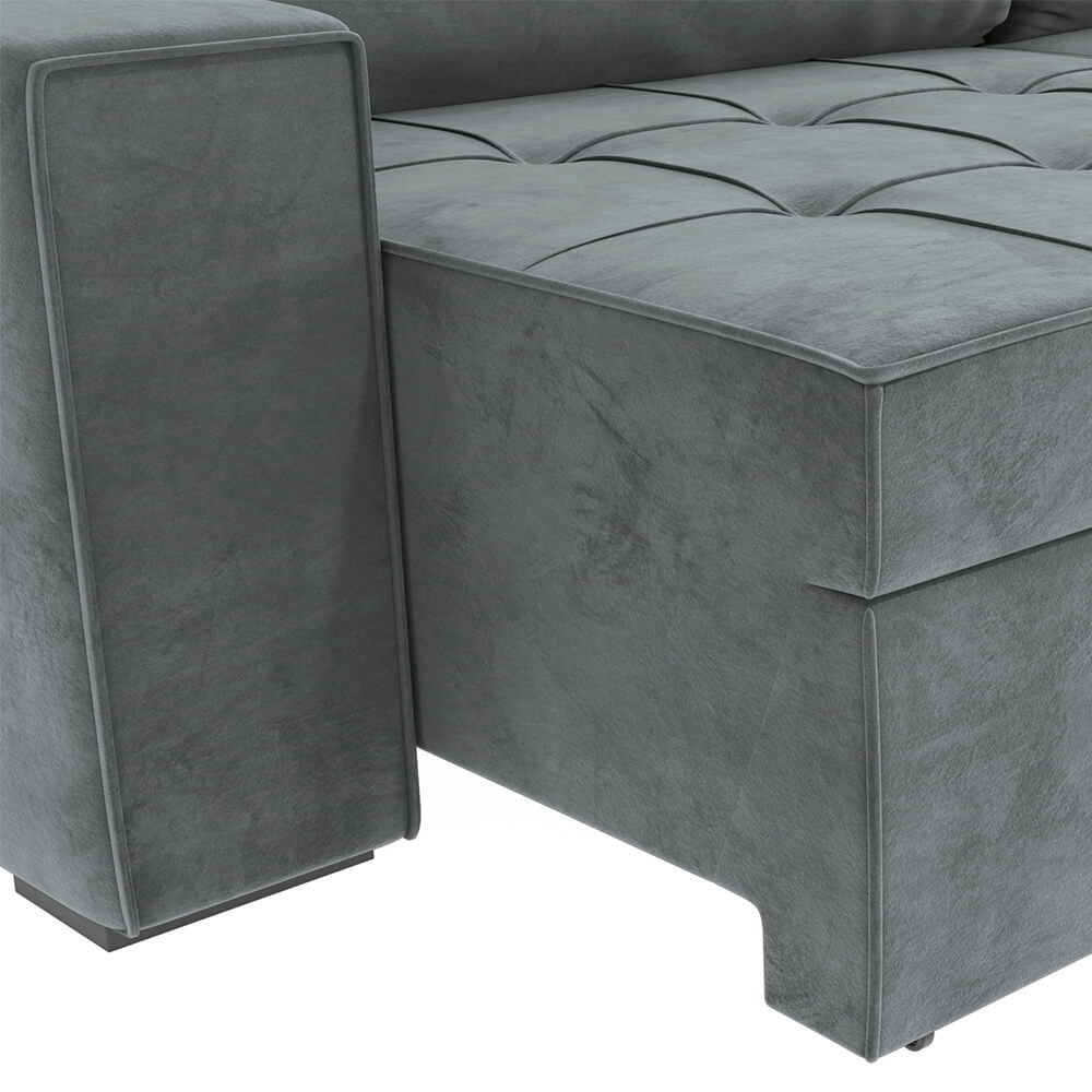Estofado Lanus 4 Lugares Suede Cinza Titânio Kappesberg - Loja Solar