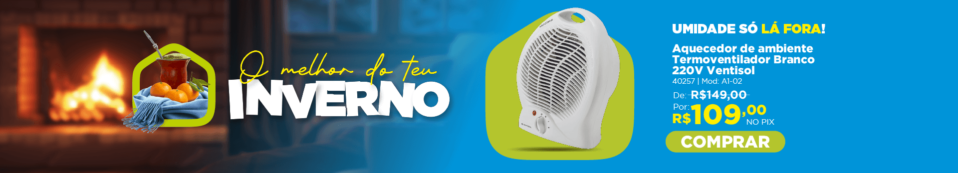 Aquecedor de ambiente Termoventilador Branco 220V A1-02 Ventisol