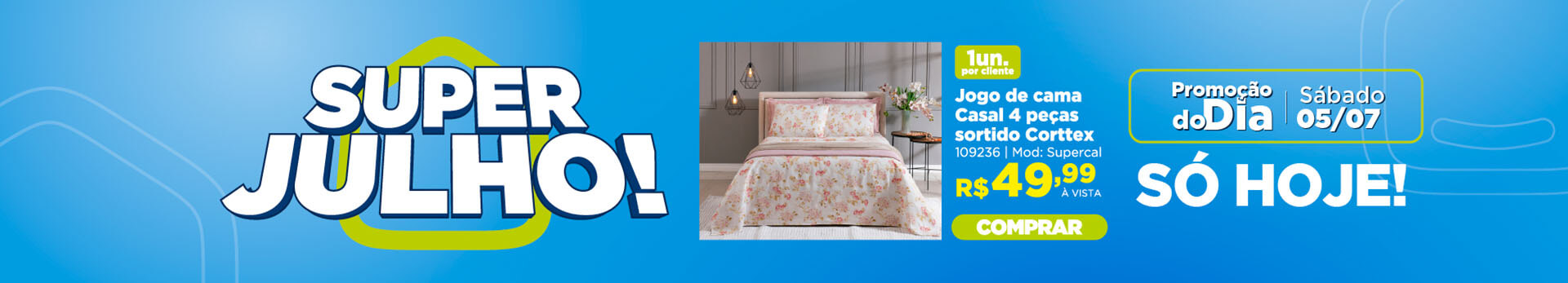 Jogo de Cama Casal 4 peças Supercal Sortido Corttex